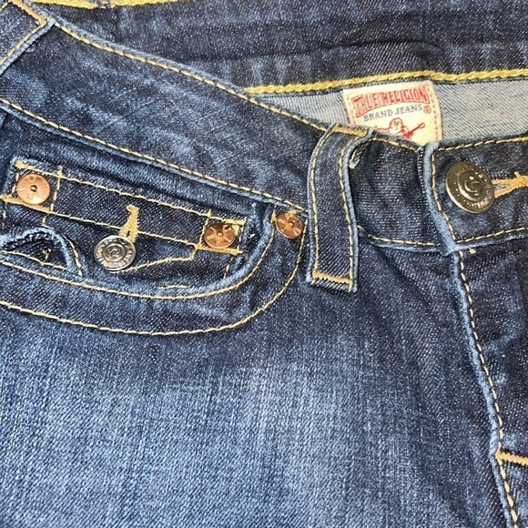 True Religion Y2K‎ Hi-Rise Boot Cut Blue Jeans Mini Sequin Logo Size 27 - Picture 8 of 9